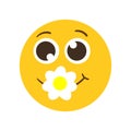 Cute Emoji with daisy in mouth.